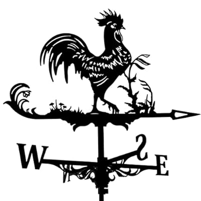 Fenteer Metal Rooster Shape Weathervane Roof Mount Weather Vane Outdoor Scene Chicken Garden Weather Vane for for Shed Garden Yard Patio Decor