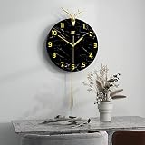 JUJUDA Large Wall Clocks for Living Room Decor Modern Black Big Pendulum Wall Clock for Home Kitchen