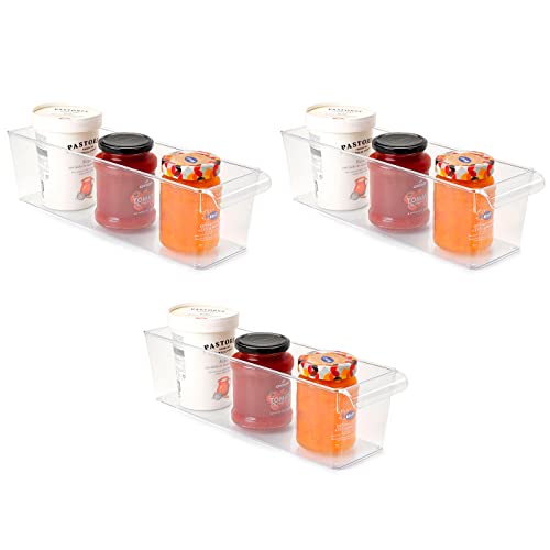 Acan Tradineur - Pack de 3 Cajones organizadores Reutilizables para frigorifico Nº 10 - Fabricado en plástico - Recipiente de plástico Transparente - 10 x 11 x 37 cm