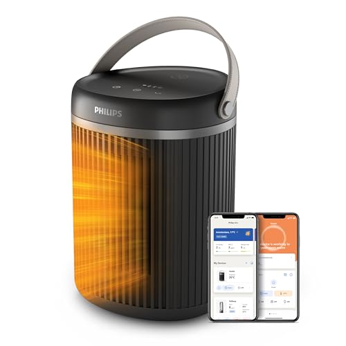 Philips Radiateur soufflant connecté économe en énergie série 3000-2000W, jusqu'à 50% d'économies d'énergie avec EcoAI, silencieux, 5 fonctions de...