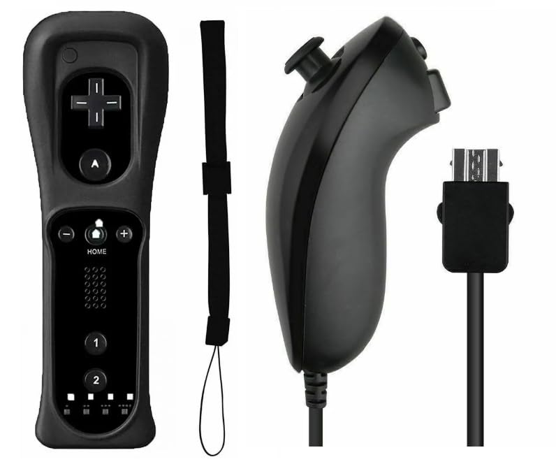 Memashop.com Wii Remote controller with nunchuk for Wii Console - Black Color (Without Motion Plus) (B0CPV5SW47) Amazon Price History, Amazon Price Tracker