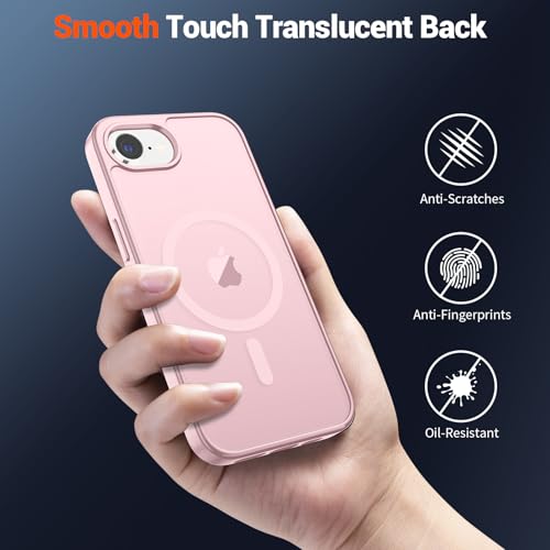 Image of SUPFINE Magnetic for iPhone 17e Case /iPhone 16e Case (Compatible with MagSafe) (Military Grade Drop Protection) Translucent Matte Shockproof Phone Cover,Light Pink