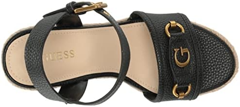 GUESS Women's HISLEY Wedge Sandal, Black, 8.5 | Image 4