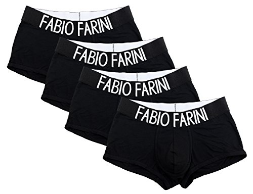 Fabio Farini Boxershorts Herren Men Unterhose Boxer in Schwarz, Mehrfarbig Baumwolle 4er Pack Schwarz S