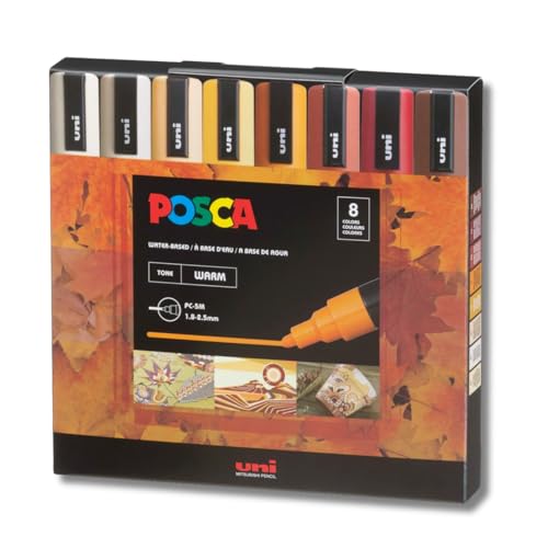 Image of Posca PC-5M Marker | 1.8-2.5 mm Bullet Shaped Tip (Warm Tone, Pack of 8)