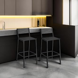 VASAGLE Bar Stool Set of 2, Bar Chairs for Kitchen, Dining Room, Office, Industrial, Charcoal Gray and Black ULBC070B22