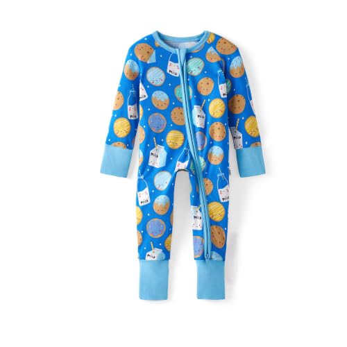 Little Sleepies Baby Pajamas, Blue Cookies & Milk, 6-12M | 2-way...
