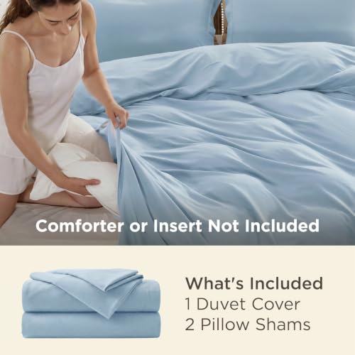 Image of Bedsure Duvet Cover Queen Size, 3Pcs Double Brushed Bedding Set, Baby Blue | For Kids & Adults, 90 inchx90 inch Comforter Cover, Hotel Luxury, All Season, Breathable, Easy Care, Lightweight, Zipper Closure