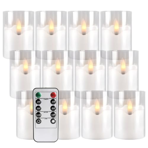Image of 12 Pack LED Tea Light Candles, flameless Flickering Prayer Candles