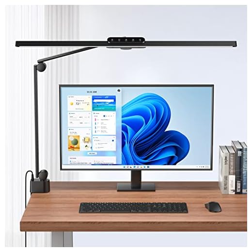 Kary LED Desk Lamp, Architect Desk Lamp with Clamp,31.5" Wide Bright Desk Lights-5 Color Modes,Auto Dimming,1800LM Flexible Desk Lamps for Home Office,Reading,Studying (Black)