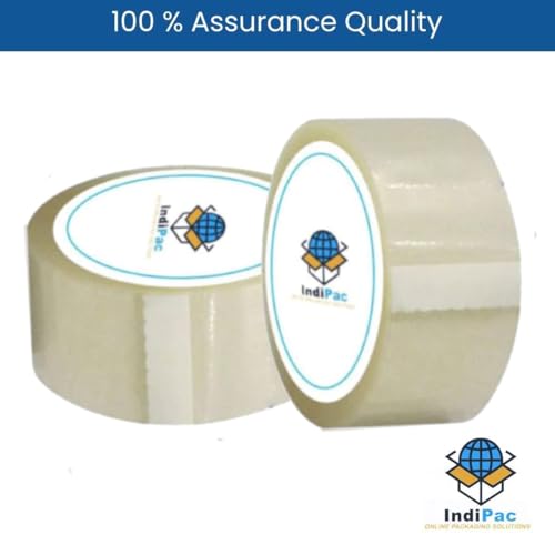 Image of Indipac BOPP Transparent Cello Tape 2 Inch 65m Roll - Heavy Duty Sealing Tape for Carton Box Packing, Warehouse, Industrial, Office & Ecommerce Packaging (Pack of 6)