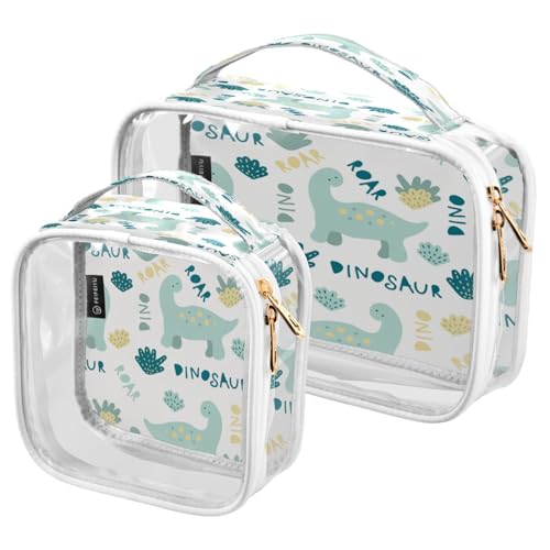 Paquete de 2 bolsas de maquillaje transparentes, diseño de unicornio, flamenco, árbol de verano, bolsas para organización, bolsas de aseo de viaje impermeables para mujeres y niñas, A009, L, Bolsa de