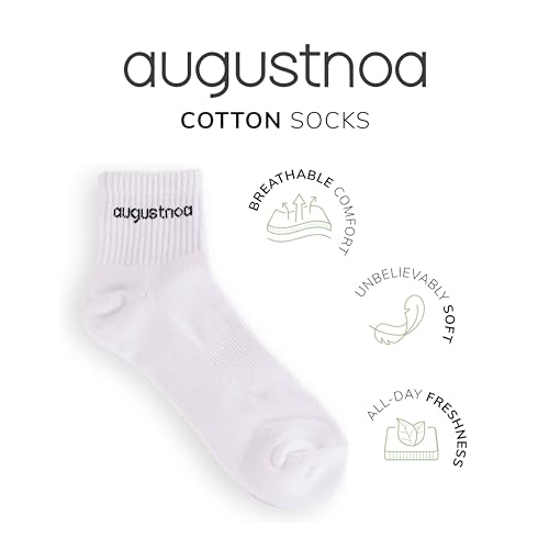 White Cotton Crew Socks for Men & Women | Mid-Rise, Breathable & Moisture-Wicking | Everyday Socks with 80% Cotton Blend for Comfort & Durability | Perfect for Work, Sports & Casual Wear2