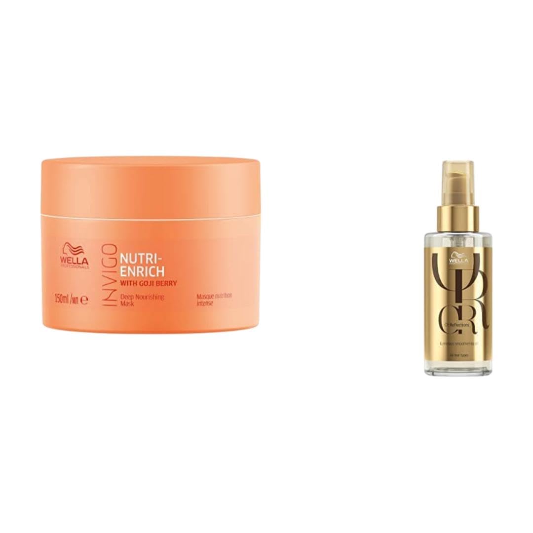 Wella Professionals Invigo Nutri Enrich Deep Nourishing Mask (For Dry and Damaged Hair), 150 ml & Wella Professionals Luminous Oil Reflections Smoothing Oil 30ml-picture-18