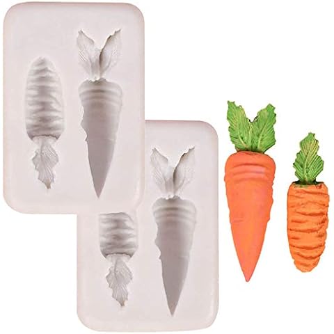 DUBENS 2 Pieces Carrot Shaped Silicone Molds Handmade Fondant Cake Mold Sugar Craft Chocolate Moulds Tools Ice Block Soap Mold Cover