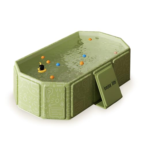 Kingbar Baignoire Pliable Bébé, Bassin De Douche Portable pour Enfants 0-8 Ans, Grande Baignoire Pliable avec Bouchon De Vidange, Green