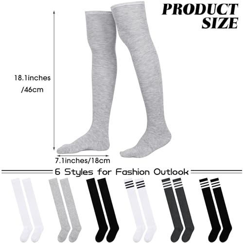 Aneco 6 Pairs Over Knee Thigh Socks Knee-High Warm Stocking Women Boot Sock Leg Warmer High Socks for Daily Wear, Cosplay2