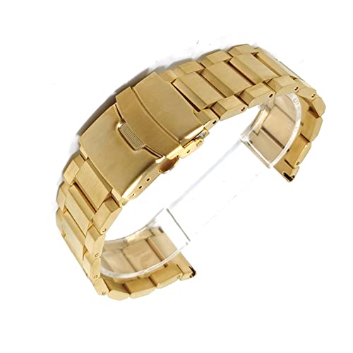 Correa de acero inoxidable de 18mm a 24mm con cierre de seguridad para reloj inteligente y clásico