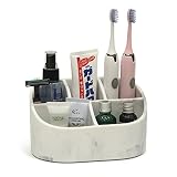 Suanti Toothbrush Holder, 5 Slots Bathroom Organizer Countertop, Resin Toothbrush Holders for Bathro