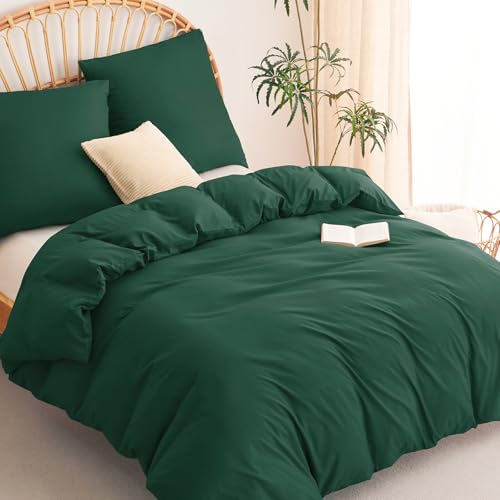 WAVVE Bettwäsche 200x200 3teilig Smaragdgrün - 1 Bettbezug 200 x 200 cm...