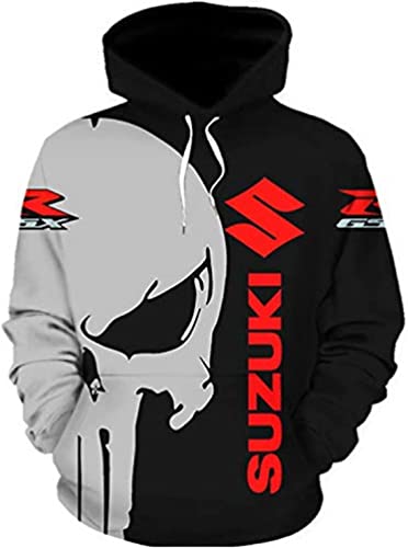 Sweatshirt à capuche Suzuki imprimé 3D pour motard, pull homme décontracté avec poche