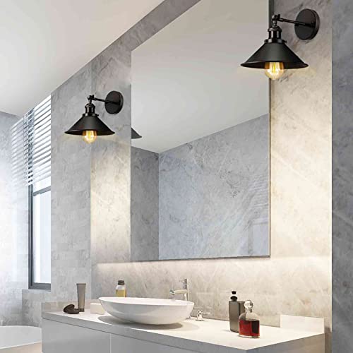 Black Wall Sconce Lamp 2-Pack Arm Swing Wall Lights Wall Lamp Hardwire E26 Base, 240 Degree Adjustable Rustic Antique Gooseneck Wall Lights #TOP3