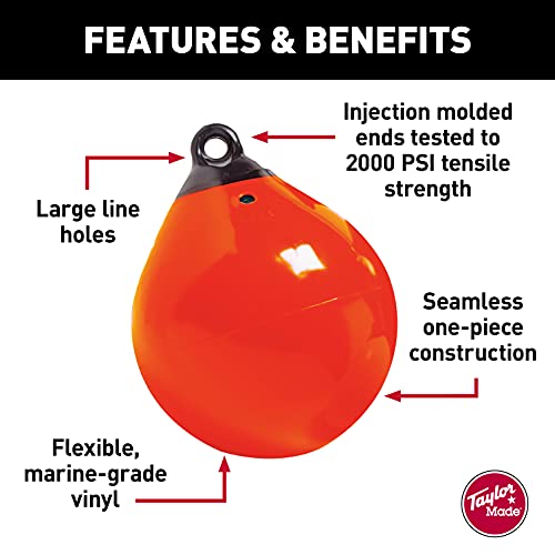 Taylor Made Tuff End Buoy, Orange (21") – Flexible, Strong, Marine-Grade Vinyl Buoy for 25-40 Foot Boats – Easy-to-use, Trivalve™ Inflates with Standard Ball Pump – 2020108091 by TaylorMade - Image 3