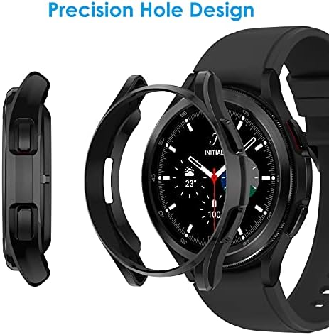 FITA (2+1 Pack Screen Protector plus Case compatible with Samsung Galaxy Watch 4 Classic 46mm, TPU Edge Cover Case with Tempered Glass Screen Protector for Galaxy Watch 4 Classic 46mm (Black)