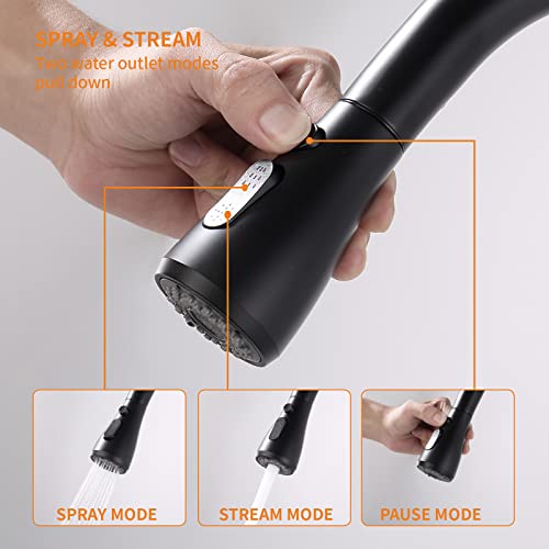 Touch Kitchen Faucet,Keer Smart Kitchen Sink Faucet With Pull Down Sprayer, Touch On Activated Kitchen Bar Sink Faucet Brushed Nickel, Stainless Steel (Matte Black) #TOP3