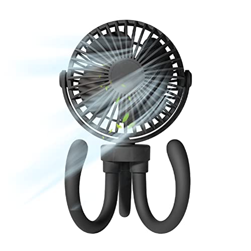 Taoyoule Ventilateur portatif portable pour poussette rechargeable mini ventilateur de bureau pivotant à 360° avec trépied flexible fixé sur la poussette, noir Cover