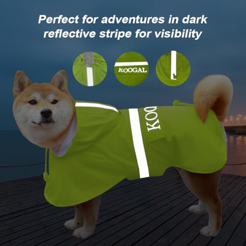 KOOGAL Capa de chuva para cães, poncho, roupas impermeáveis para cães, capa de chuva para animais de