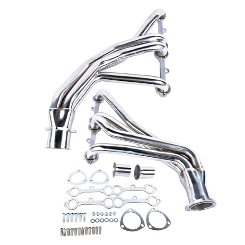 TEKKOAUTO Stainless Steel Long Tube Headers Replacement for Small Block Chevy GMC Trucks 1966-1987 C10 C20 C30 K10 K20 K30 305 327