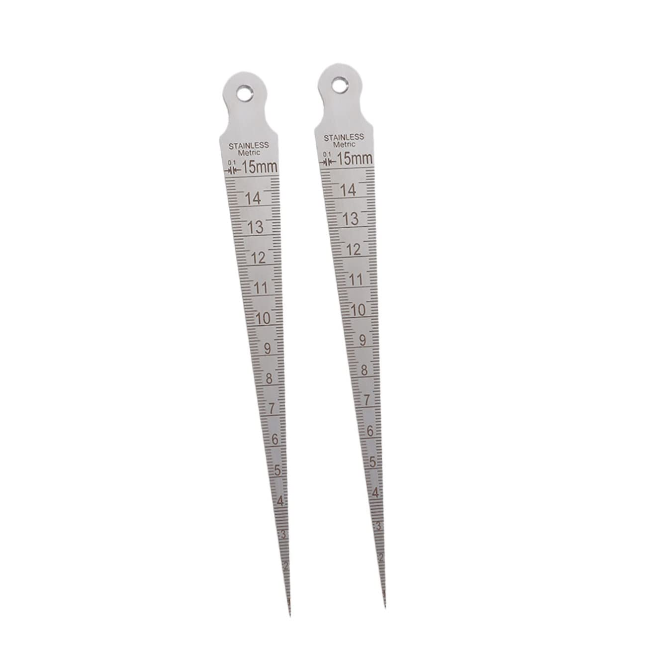 HAWILLOSCH 2pcs Stainless Steel Silver Taper Gauge Hole Gauge Metric Taper Gap Gauge