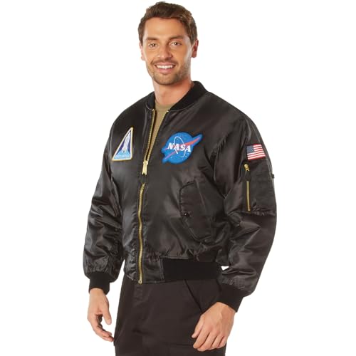 Rothco NASA MA-1 Flight Jacket (US, Alpha, Large, Regular, Regular, Black)