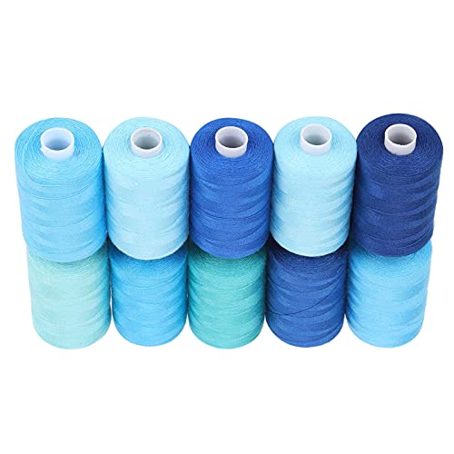 Hilos de costura en rollos AYNEFY 10 colores azul con caja miniatura 4