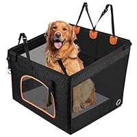 KYG großer Hunde autositz für mittelgroße bis große Hunde mit Matte, wasserfeste Rücksitz-Extender-Abdeckung mit 3 Mesh-Fenstern, zusammenklappbarer Autositz für Hund für Autos/SUVs/Trucks