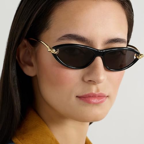 Retro Oval Sunglasses Womens, Fashion Cat Eye 90s Sunnies for Women and Men, Slim & Lightweight, UV Protection3