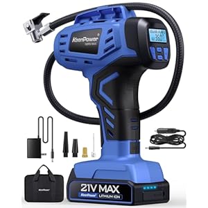 Smart Cordless Tire Inflator Portable Air Compressor Rechargeable 21V Battery Powered 160PSI Handheld Air Pump w/4+N Smart Modes & Dual Power & Digital Pressure Gauge for Cars Motorcycles