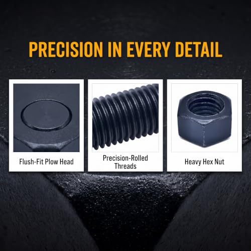Image of HKAOSDUUH (4 pcs) Blades Cutting Edge Plow Bolts & Nuts 5 /8 inch inch-11 x 2-1 /4 inch inch for Snow Plow Construction Machinery, silver