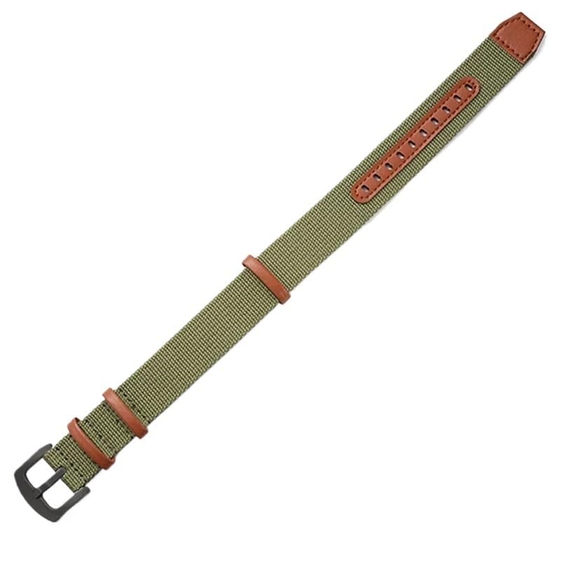 Bracelet de montre sport anti irritation nylon et cuir souple 22mm vert