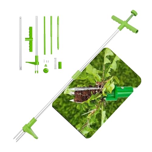 Stand Up Weed Puller Tool with Detachable 3-Claw - Long Handle Heavy Duty Grandpa's Weeder Style for Lawn