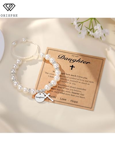 Peal Cross Bracelet for Girls Daughter Granddughter Goddaughter Baptism Communion Confirmation Birthday Christmas Gifts4
