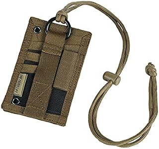 OneTigris Tactical ID Card Holder Vertical Badge Holder Horizontal with Pen Holder Loop Neck Lanyards (Brown),TG-ZJT01