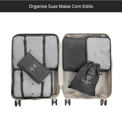 Kit Organizador de Malas Para Viagem Conjunto Organizador de Bagagem 8 Peças Bolsa Organizadora Para