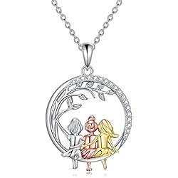 Colgantes Agatha VONALA Collar con colgante de tres hermanas de plata de ley 925, regalo de cumpleaños para 3, Plata esterlina