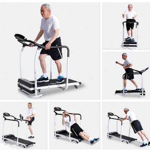 Image of Cardio Running Walking Treadmill with Extended Safety Handrails, Low-Impact, Low Wide Deck,with Cup Holder