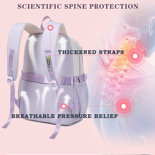KESUDE Schulrucksack Teenager Mädchen - Rucksack Mädchen Schulranzen Jungen Großer Wasserdicht Schultasche Damen Daypack School Bag Backpack für Schule Ranzen Reise mit Anhänger