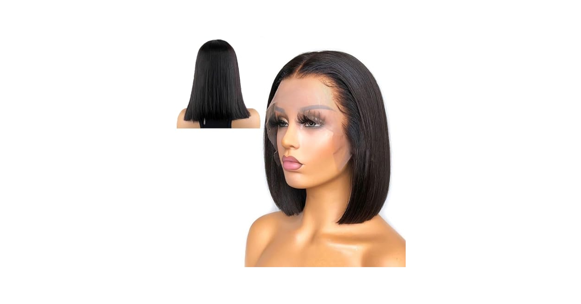 ◉Bob◉ GEXWORLDWIDE Black Bob Short Wig Straight with Bangs for