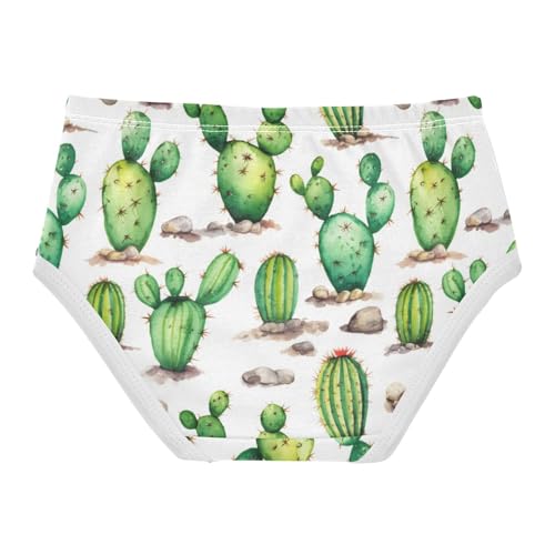 Joisal Girls Underwear Toddler 2t Cotton Panties for Girl Artistic Kids Undies Briefs Watercolor Green Cactus White2
