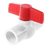 Cuerpo de puerto completo blanco con mango en T rojo de 1/4 de vuelta para controlar fácilmente el flujo de agua.